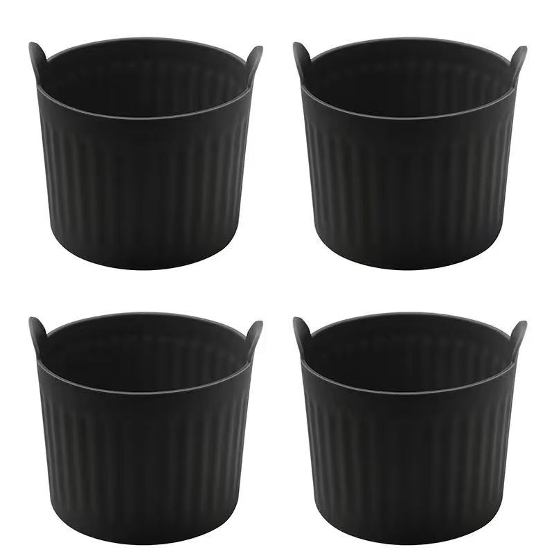 TEMU 4pcs Set Multi-functional Air Fryer Accessories Baking Cups, Round Muffin And Pie Molds, Reusable, Heat Distribution For , With Striped Texture