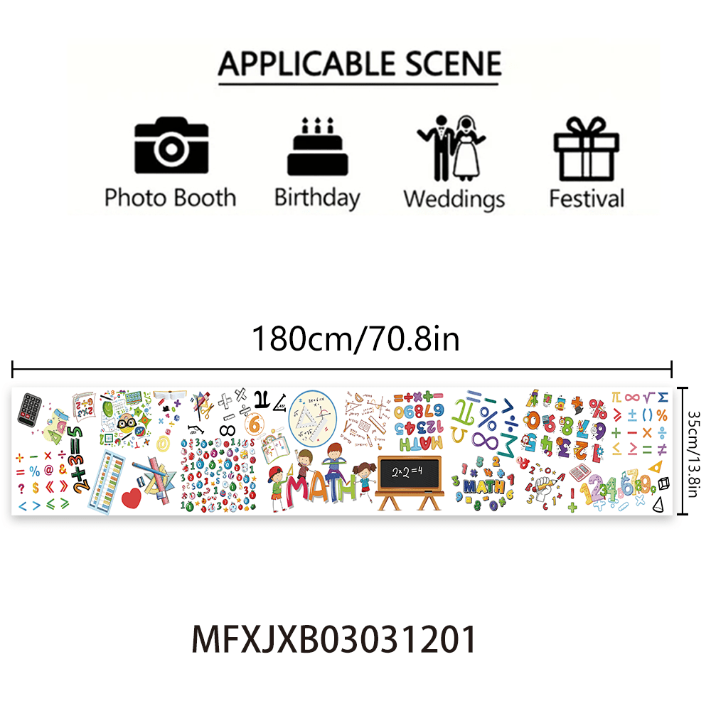 Image of [jit] 1pc, Back To Decorative Tablecloth, 180cm * 35cm/ 70.8in * 13.8in, For Dining Tables And During The Back To , As Well As For Decorations. Made Of Durable Polyester Material.