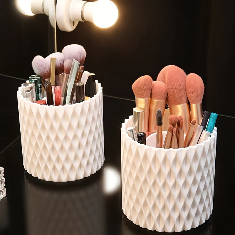 

360° Rotating Large Capacity Makeup Organizer - Dustproof Storage For Brushes, Lipsticks & Eyebrow Pencils - Portable Cosmetic Holder, Eyeshadow Brush, Pencil Tube