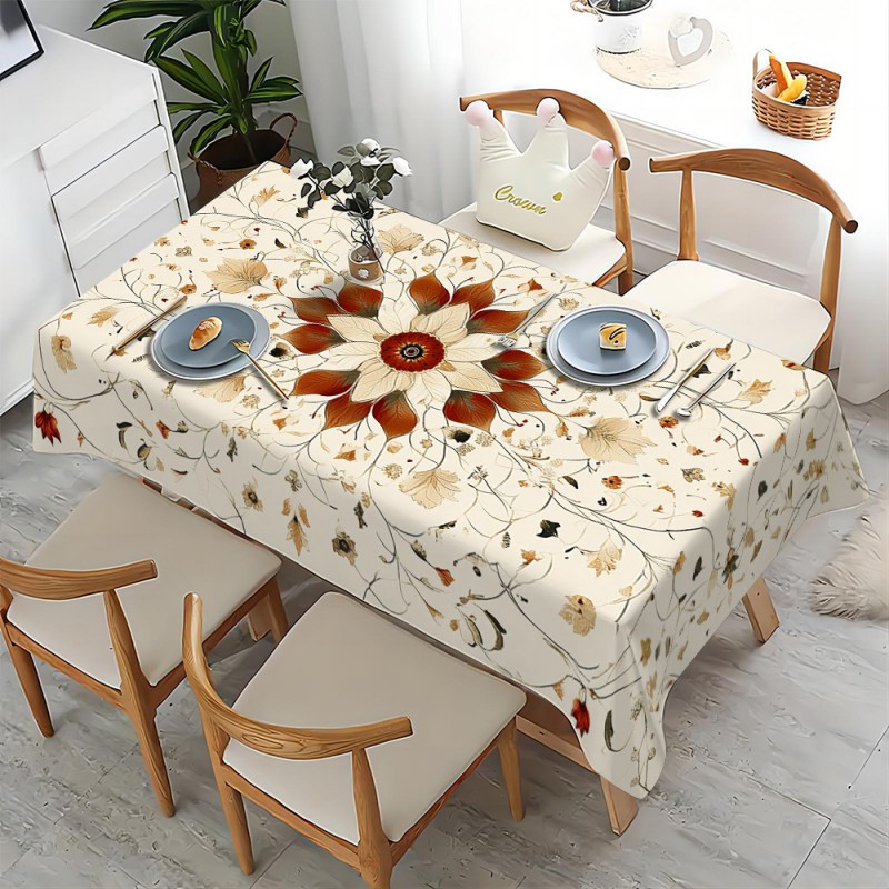 

Elegant Waterproof & Oil-resistant Polyester Tablecloth - Rectangular, Spring With Sunflowers & Butterflies - Ideal For Home Decor, , Camping, Weddings & Birthday Parties