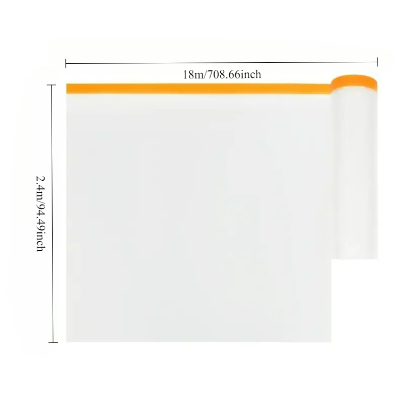 Image of Heavy-duty Disposable Plastic-like Film In 1/2 Rolls - Provides Coverage For Walls, Doors, Furniture, And Floors - Suitable For Uses, Renovations, And Window Protection ( And Stick Application)