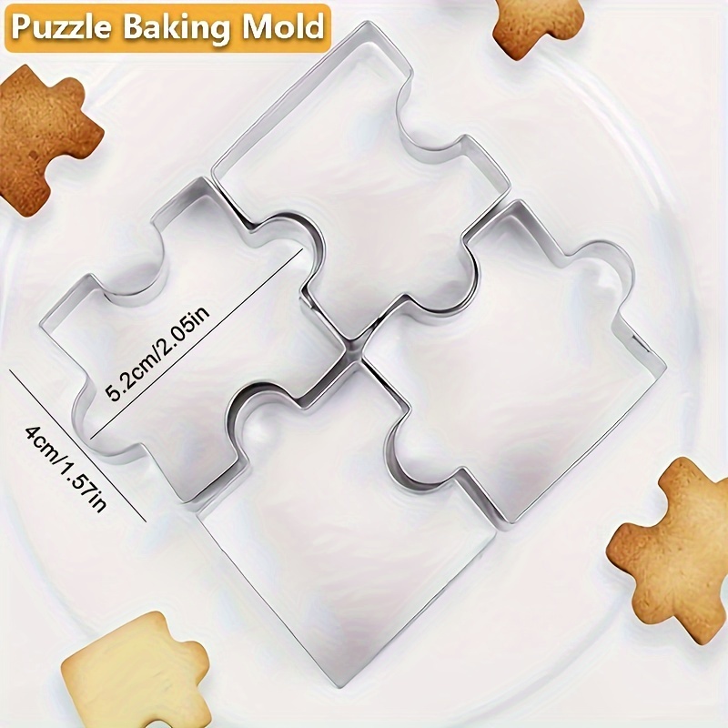 4pcs puzzle biscuit cutting molds set puzzle piece fondant molds stainless steel fondant cutting molds baking cutting shapes small biscuit cutting molds baking birthday decoration