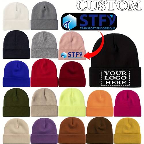 customizable text winter brimless hat unisex soft acrylic knitted headwear suitable for outdoor activities and daily wear warm without battery