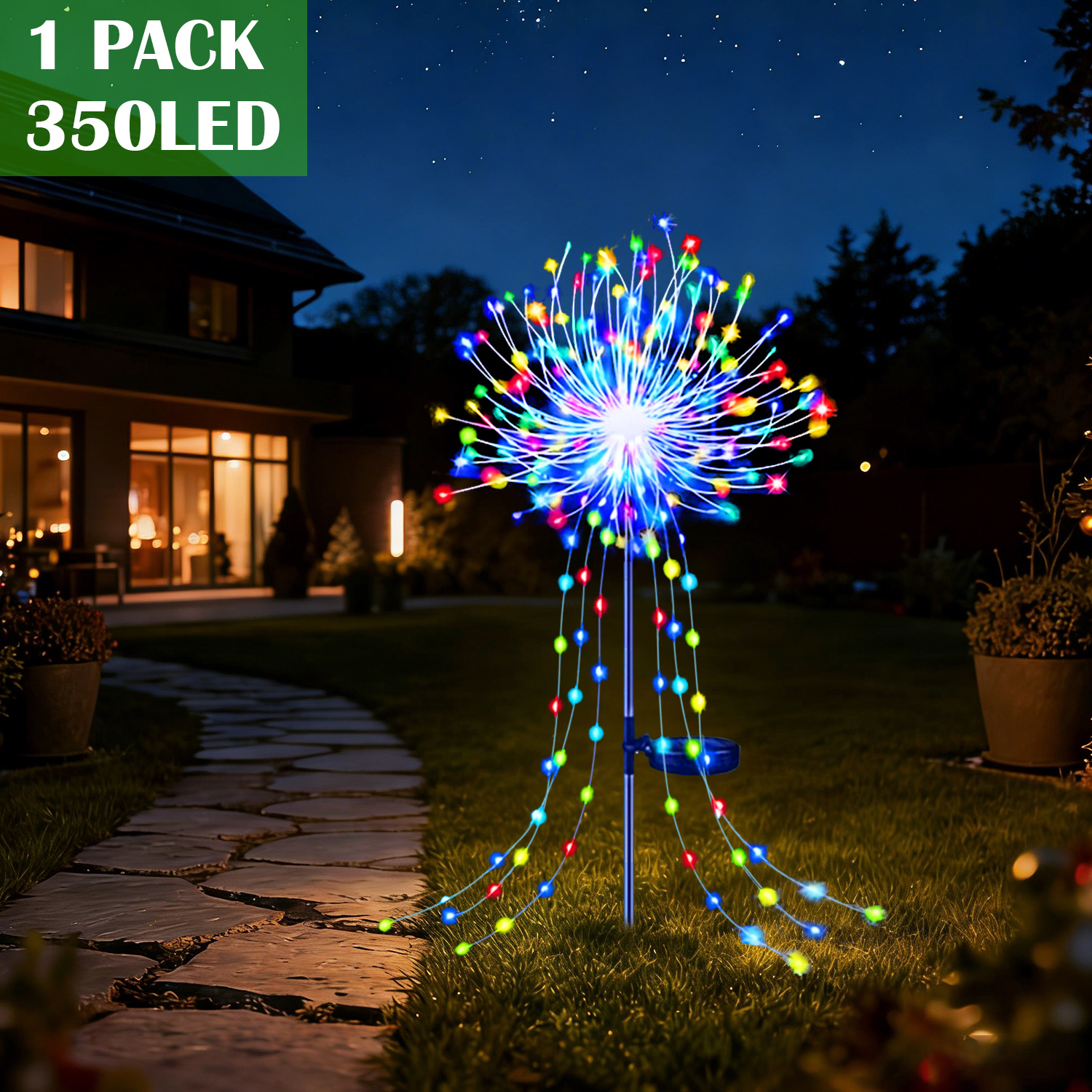 TEMU Outdoor Solar Fireworks Light, Outdoor Festival Decoration Light, 8 Camping Atmosphere Light, Suitable For Gardens, Parties, Courtyards, ,