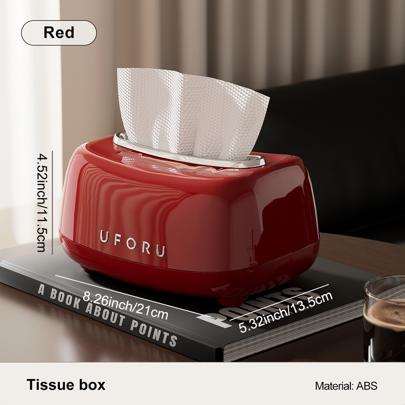 Uforu 1pc Tissue Storage Organizer Box, Facial Tissue Box, Abs Material Tissue Holder, Kitchen Bathroom Countertop Decor Tissue Dispenser, Desktop Storage Supplies