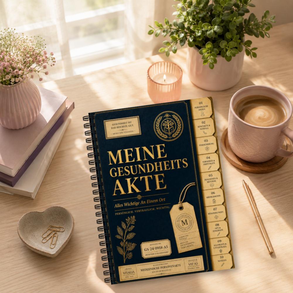 German Version Organizer Binder Suitable For Medication , Appointment Planner, Blood Pressure Log Book, Emergency Contacts Journal With Medication Calendar & Records Notebook For