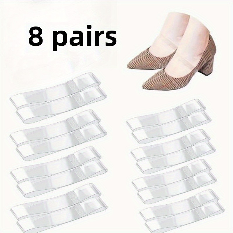 TEMU Set Of 8 Clear Silicone Straps For High Heels - Adjustable Anti-slip Heel Grippers, Women's Non-slip Additions For Pumps And Dress Shoes (3mm Elastic Bands, Bundle In Bulk)