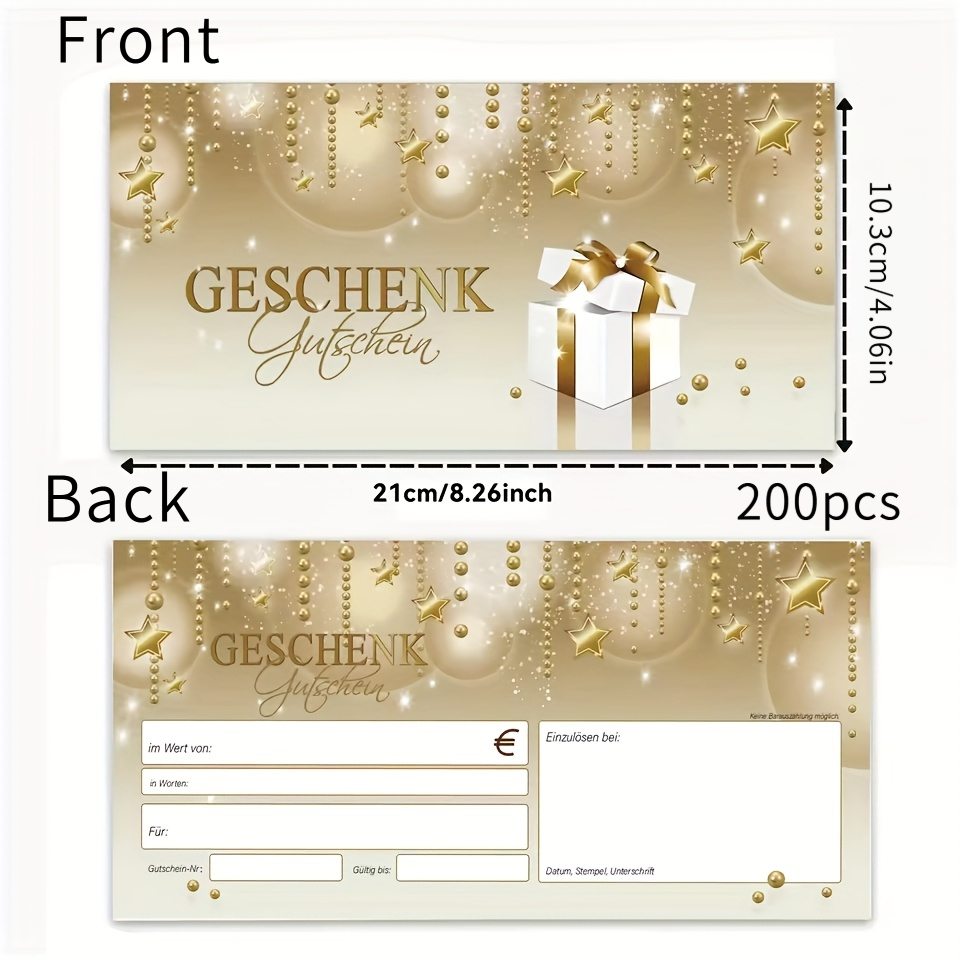 TEMU Personalized Business , Gift Voucher Cards With Name And Address, Invitation Cards, Greeting Cards, 21*10.3cm - Suitable For Beauty Salons,