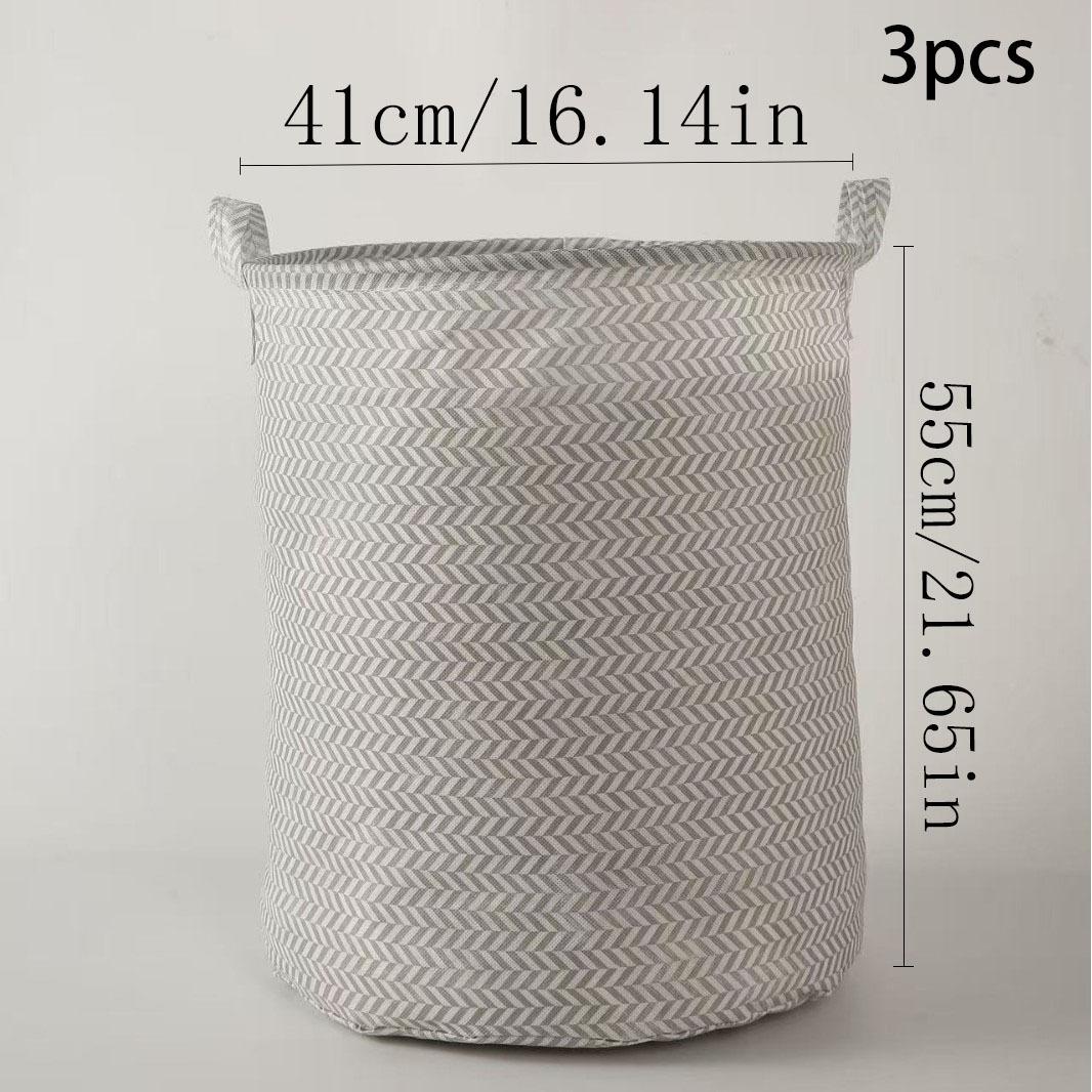 TEMU 3pcs 80l Extra Large Herringbone Pattern Laundry Basket Set, Foldable Dirty Clothes Hamper, Herringbone Fabric Laundry Storage Bin With Sturdy