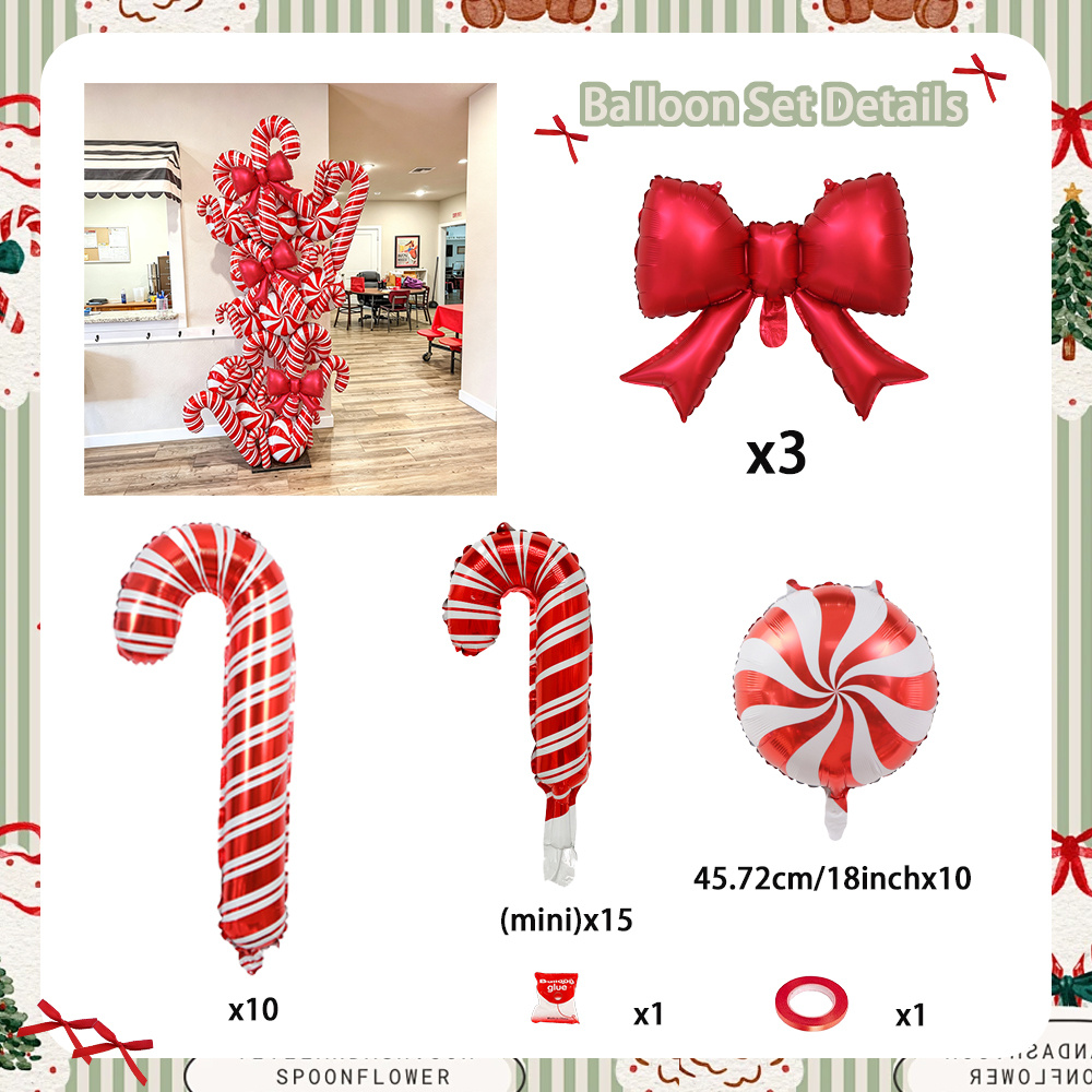 TEMU Ensemble de ballons décoratifs de d'orge de Noël rouge et blanc, comprenant des ballons auto-obturants de d'orge rouge et blanc, des ornements,
