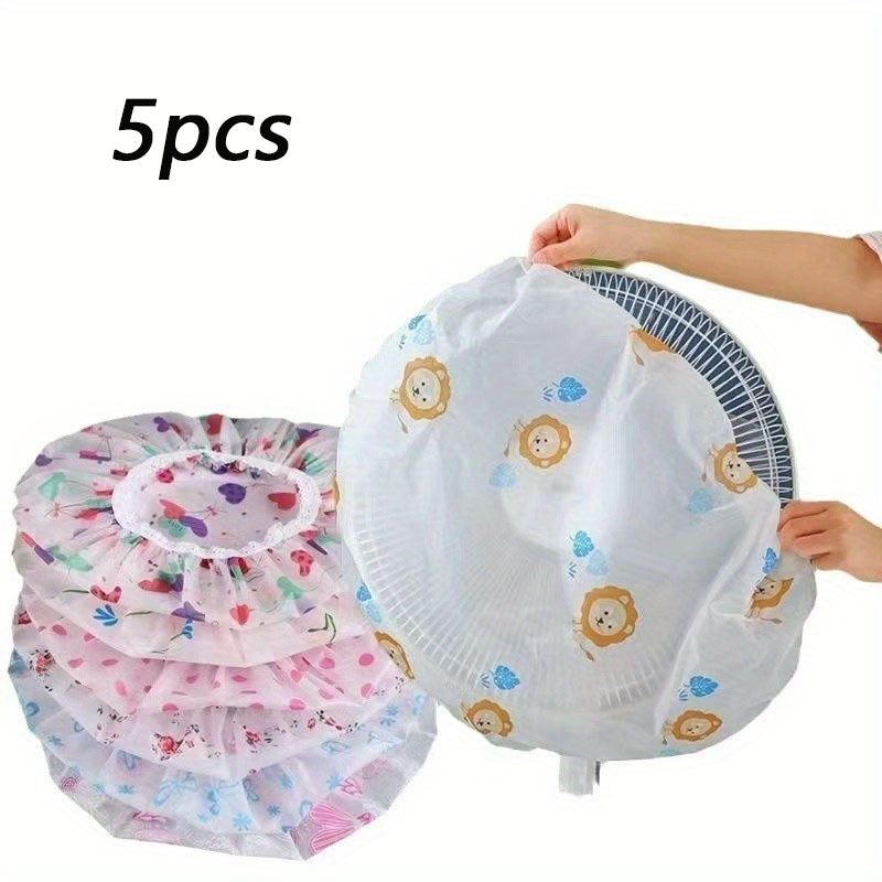 TEMU 5pcs Random Color Electric Fan Dust Cover, Durable Pvc Edge Fan Protective Cover, Universal For Floor Fans, Table Fans, And Ceiling Fans,,