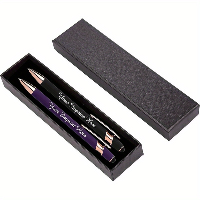 TEMU 3pcs Personalized Custom Pen Gift Box Set - 2 Pens With Gift Box - Luxury Ballpoint Pen With Name Engraving, Unisex, Suitable For Parties,