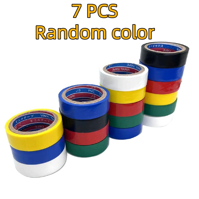 TEMU Random Color 7pcs Electrical Tape, Length 5m, Pvc Insulation, Flame-retardant Tape, Strong Adhesive Electrical Tape For Wires