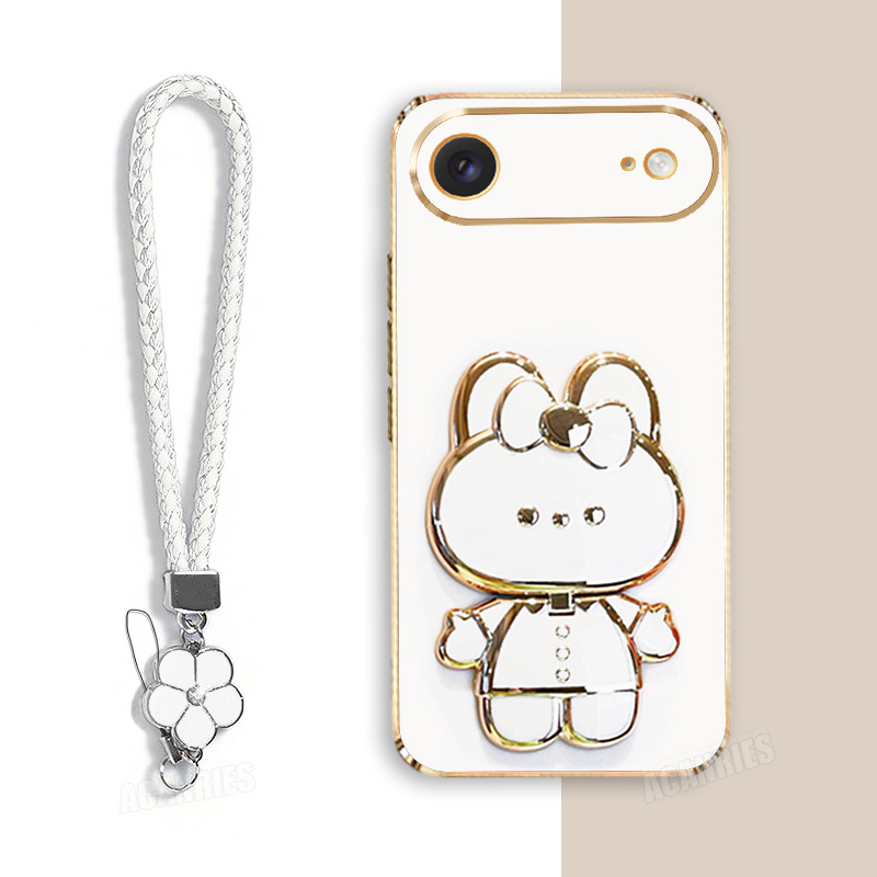 TEMU Coque de téléphone : ACANRIES 1 dragonne tendance avec 1 support pliant et 1 coque de souple en TPU à placage de luxe pour iPhone 17 Pro Max/ 17