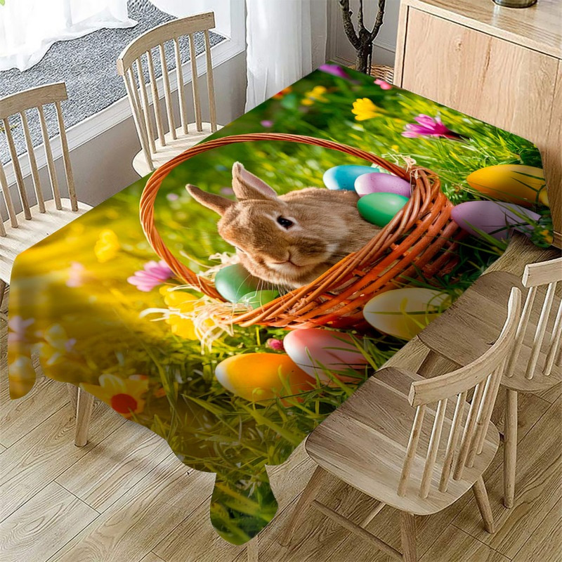 

Easter Bunny & Egg Tablecloth - Polyester, Rectangular, Holiday Parties & Home Decor