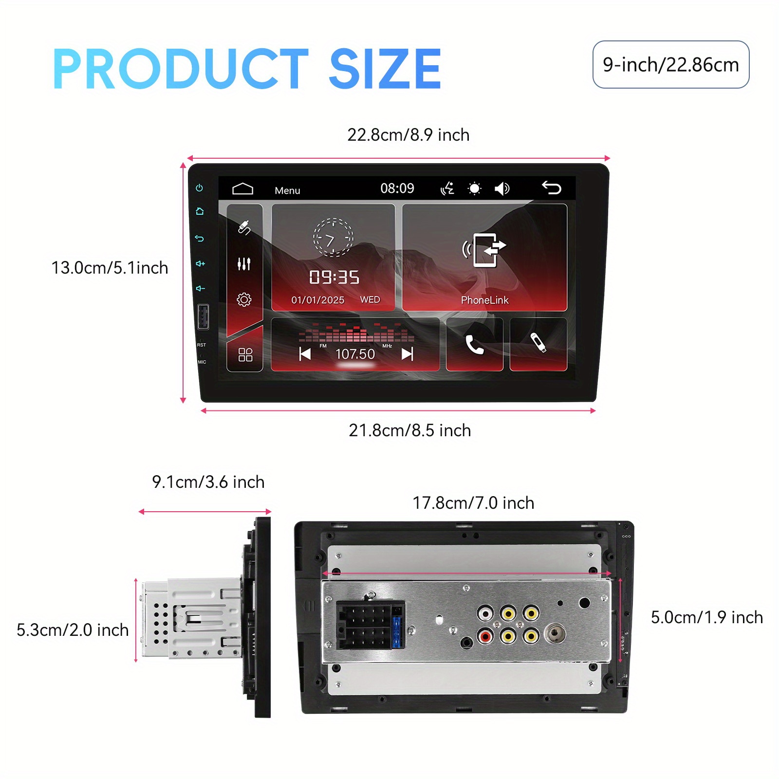 9-Inch 1DIN Touch Screen Car Stereo Radio with Wired Mirror Link MP5 Multimedia Player Support Wireless, FM Radio, USB, EQ, Steering Wheel Control for Car Supports multiple languages+Rearview Camera(optional), Vehicle Entertainment System, Indash Receiver, Sleek Dashboard Unit, Touch Screen Display, Sturdy Mounting, Durable Construction, Eq Audio System, USB Compatible Player, Car Enthusiasts, Techsavvy Users