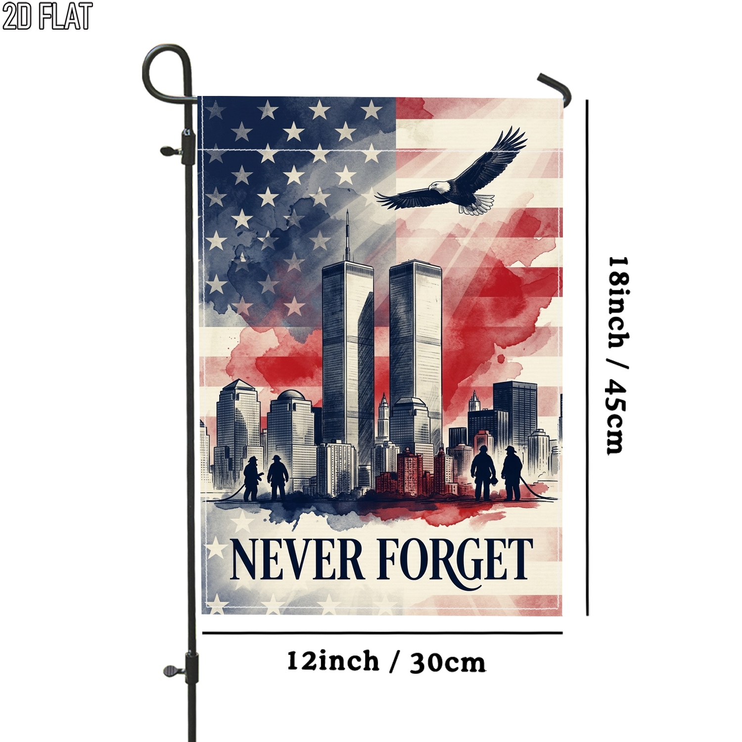 TEMU 2d Flat - 2d Flat - 2d Flat 1pc Memorial Eagle Outdoor Garden Flag Red Flag No Flagpole For Porch Decoration Garden Outside Yard Decoration
