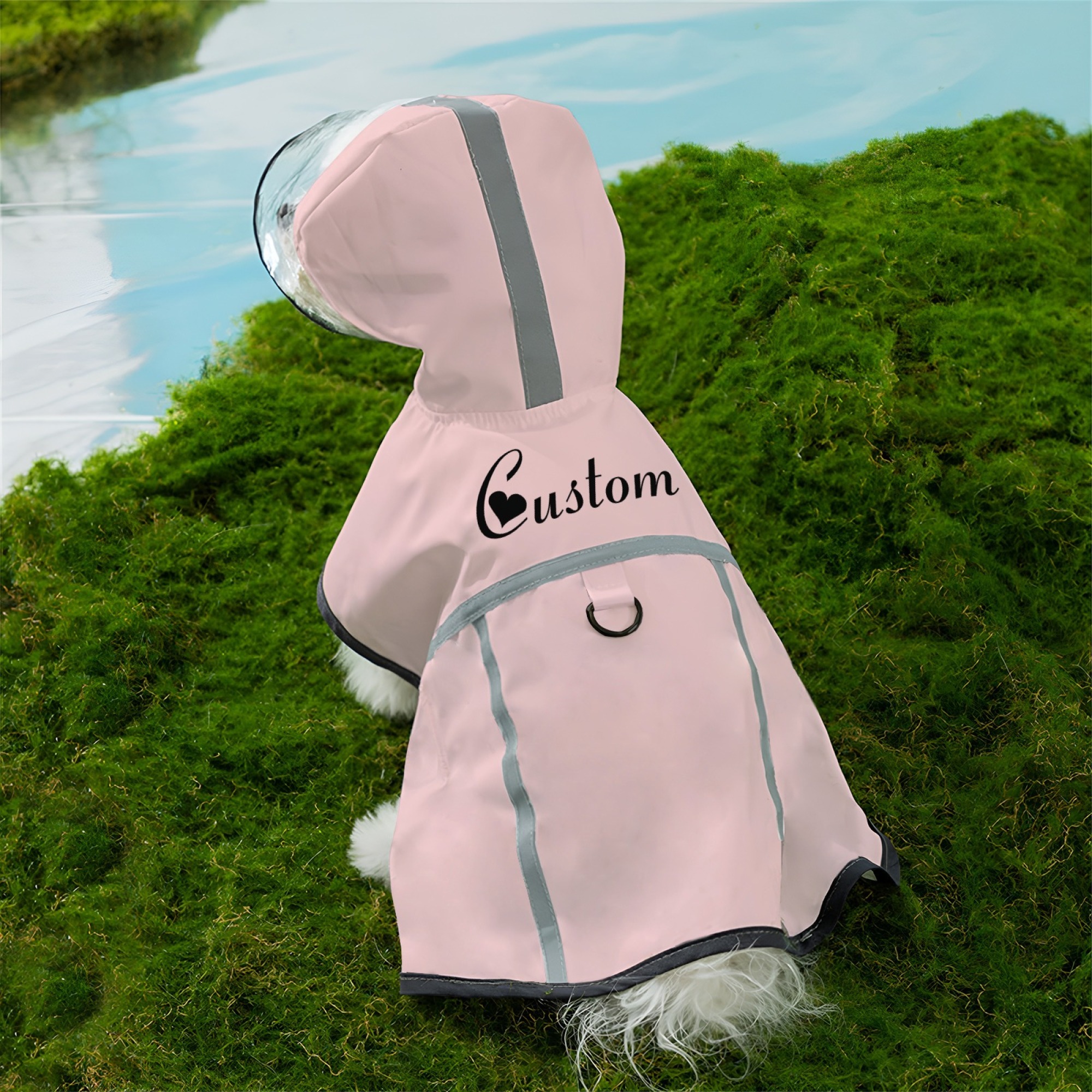 TEMU Text Customization Personalized Pet Raincoat, Lightweight , Full-directional And Breathable Performance , Suitable For All Dog Breeds.