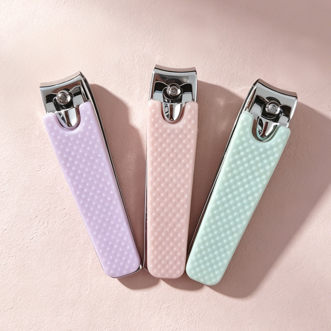 TEMU 3pcs, Macaron Polka Dot Non-slip Nail Clippers, Hand And Foot Nail Care Tools, Sharp Blade For Trimming, Textured Handle, Suitable For