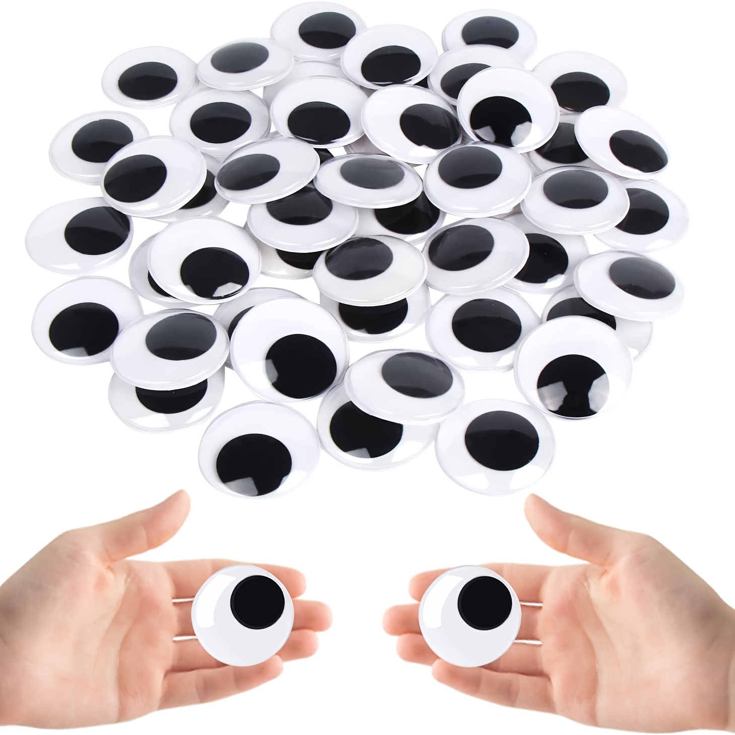 TEMU 46pcs 30mm Black Wiggle Eyes Large Round Self-adhesive Plastic Eye Stickers For Art Crafts Decorations