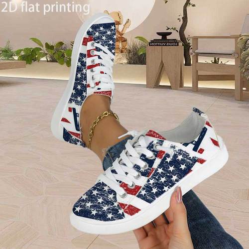 womens american flag sneakers low top lace up breathable round toe tpr sole sneakers suitable for daily wear campus shopping use casual streetwear sneaker with american flag print women shoes