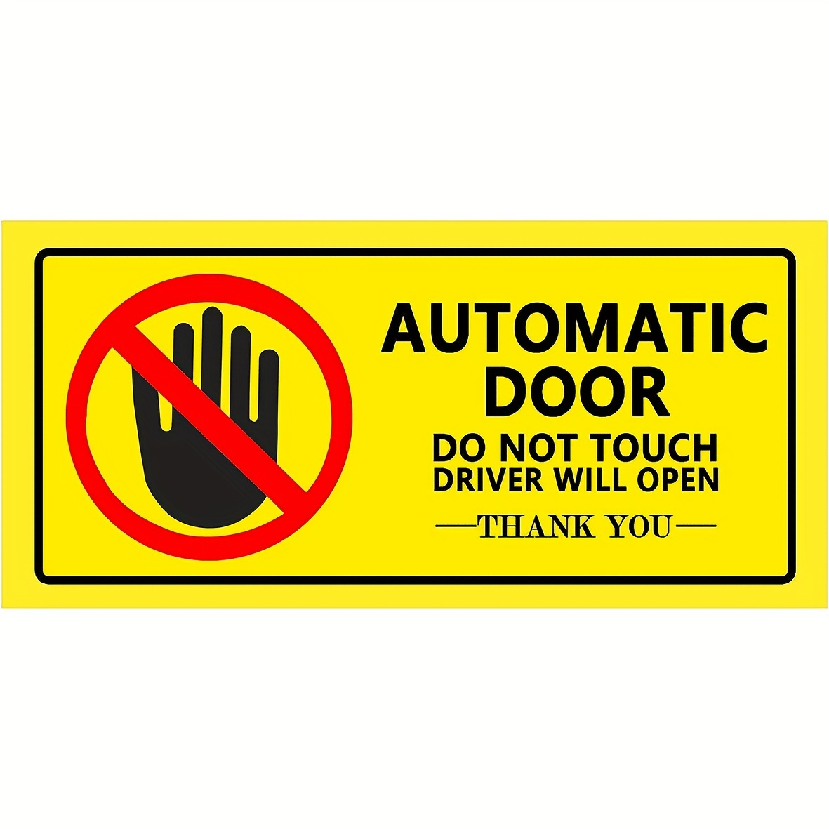 TEMU 6pcs Automatic Door Warning Stickers - 10.16x5.08cm Yellow Vinyl Decals With Red Hand Gesture, 