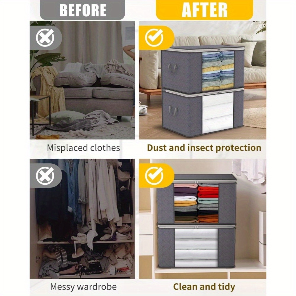 Large Collapsible Clothing Storage Bags with Transparent Windows