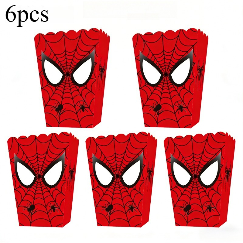 E-shop Geschenk für Sie/Ihn Party-Gastgeschenke Boxen Verpackung 6 Stück Marvel -Man Party-Gastgeschenke Boxen - Rotes Spitzen-Design, Exquisites Thema
