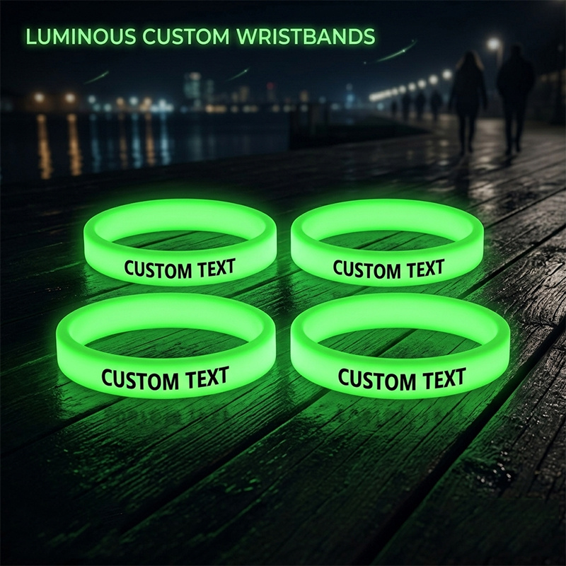 30pcs Custom Glow-In-The-Dark Silicone Bracelets, Gift for Her