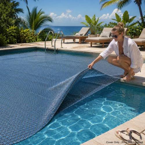 schwimmende solar poolabdeckung, pe schwarz und blau, wärmespeicherung, reduziert die verdunstung, für outdoor-swimmingpools, 600 x 400 cm