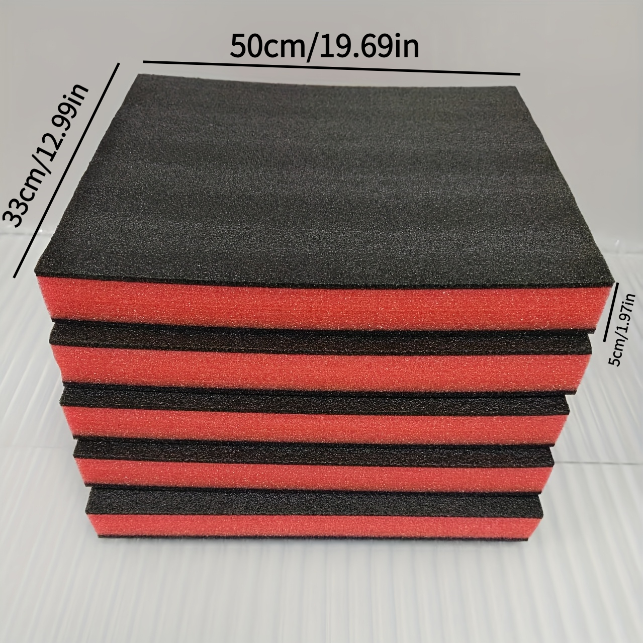 TEMU 5pcs 50 X 33 X 2.5/5cm Adjustable Toolbox Foam Organizer - Non-slip, Black And Red Foam With Shapes To Enhance Organization In Toolboxes And