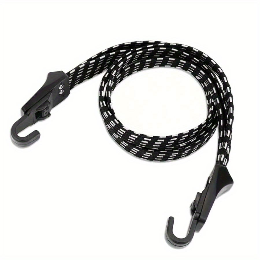 Image of 1/2pcs Heavy-duty Adjustable Bike Luggage Strap - Elastic Bungee Cord With Secure Hooks, Wear-resistant & Tensile Strength, Ideal For Securing Gear On Bicycles