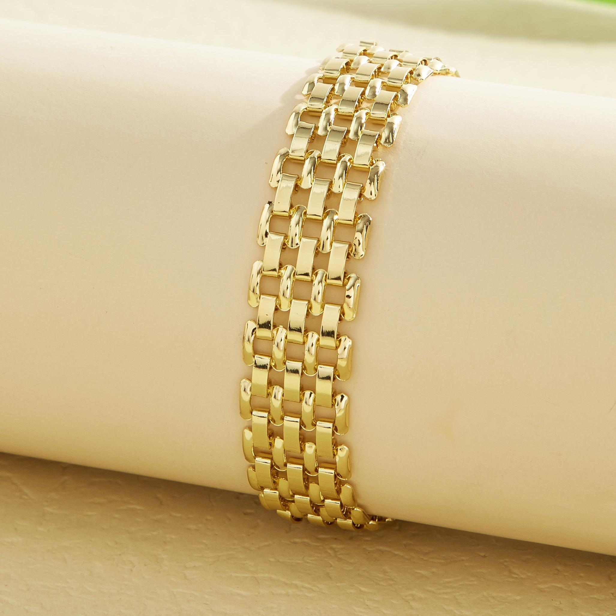 Image of A Stylish Luxurious Classic Watch Chain 18k Gold-plated Bracelet, Suitable For Daily Wear For Women