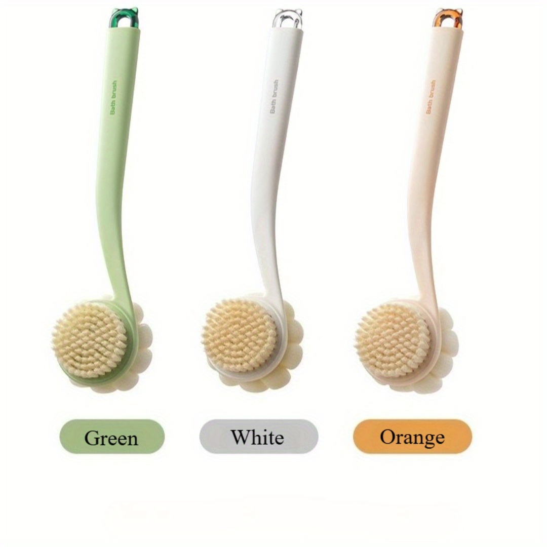 3 in 1 soft back scrubber brush with handle multi color white beige orange body scrubber exfoliating massager for bath shower and body care no battery needed bath accessories shower cleaning tool ergonomic handle durable scrubber Product details 3