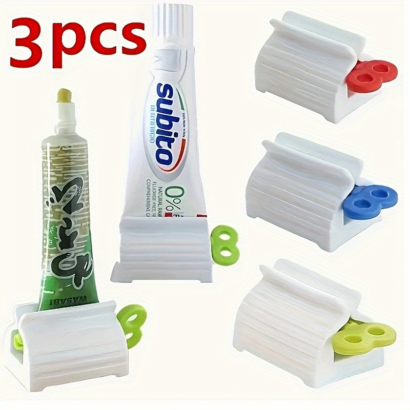 TEMU 3pcs Toothpaste Squeezer Set- Toothpaste, Facial Cleanser, And Makeup Dispenser- Durable Bathroom Tools