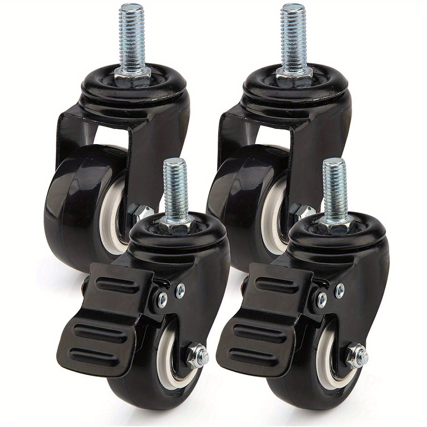 Image of Set Of 4 1.5-inch Spinning Wheels, 40mm Furniture Casters, Of Supporting Up To 60kg, Equipped With Brakes And M8 X 25 Screws, Designed For For Pallet Furniture And Tasks