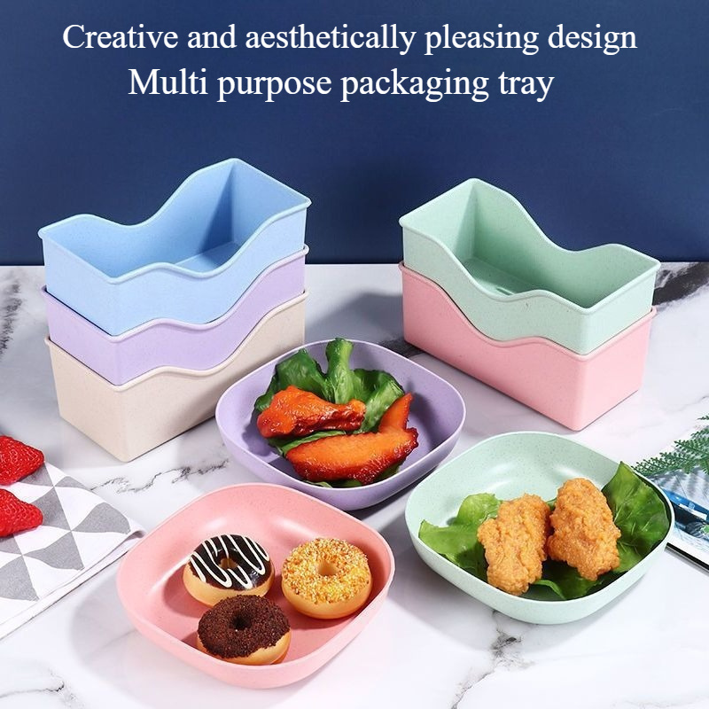 10 platos pequeños cuadrados y coloridos/10 platos cuadrados/El tamaño del plato es de 5.12 pulgadas/Plato portátil para alimentos/Plato para huesos hondo/Plato para fruta/Muy adecuado para snacks y desayuno/Plástico duradero -/Herramienta de cocina imprescindible