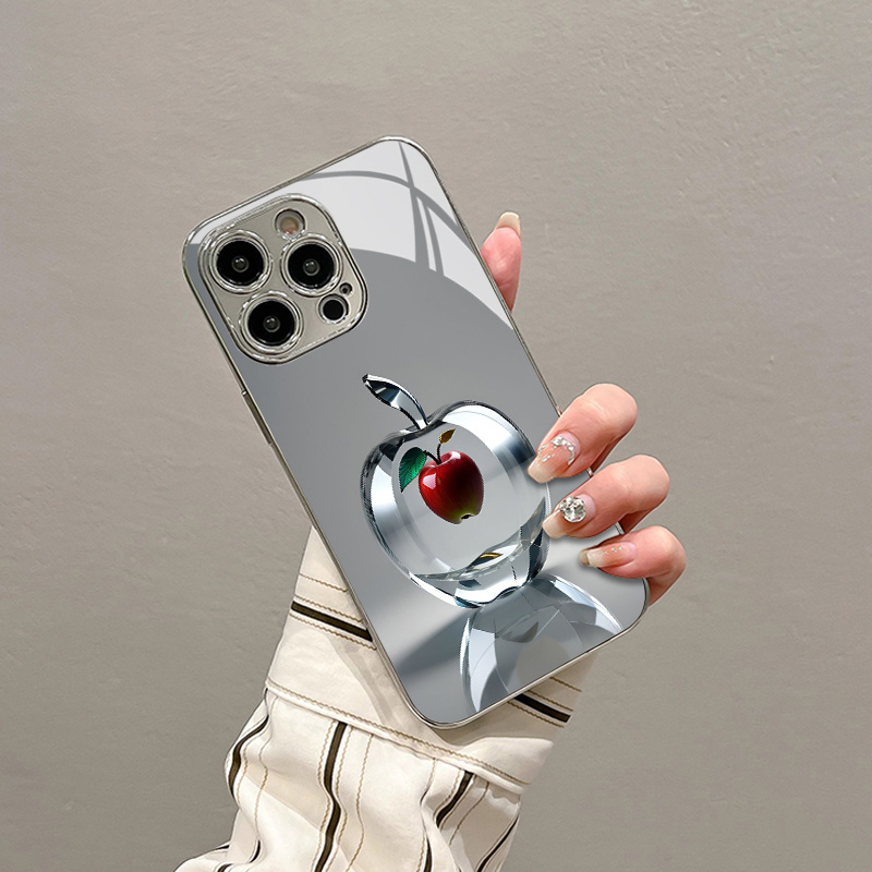 A Crystal Clear, Beautifully Designed Red Apple Pattern Glass Phone Case with Lens Protection, Suitable for iPhone Models 16/16Pro/16Promax/16Plus/15/15Plus/15Pro/15Promax, 14/14Plus/14Pro/14Promax, 13/13Pro/13Promax, 12/12Pro/12Promax, 11/11Pro/11Promax, Xr/Xs/Xsmax, Featuring an Attractive And Stunning Appearance.