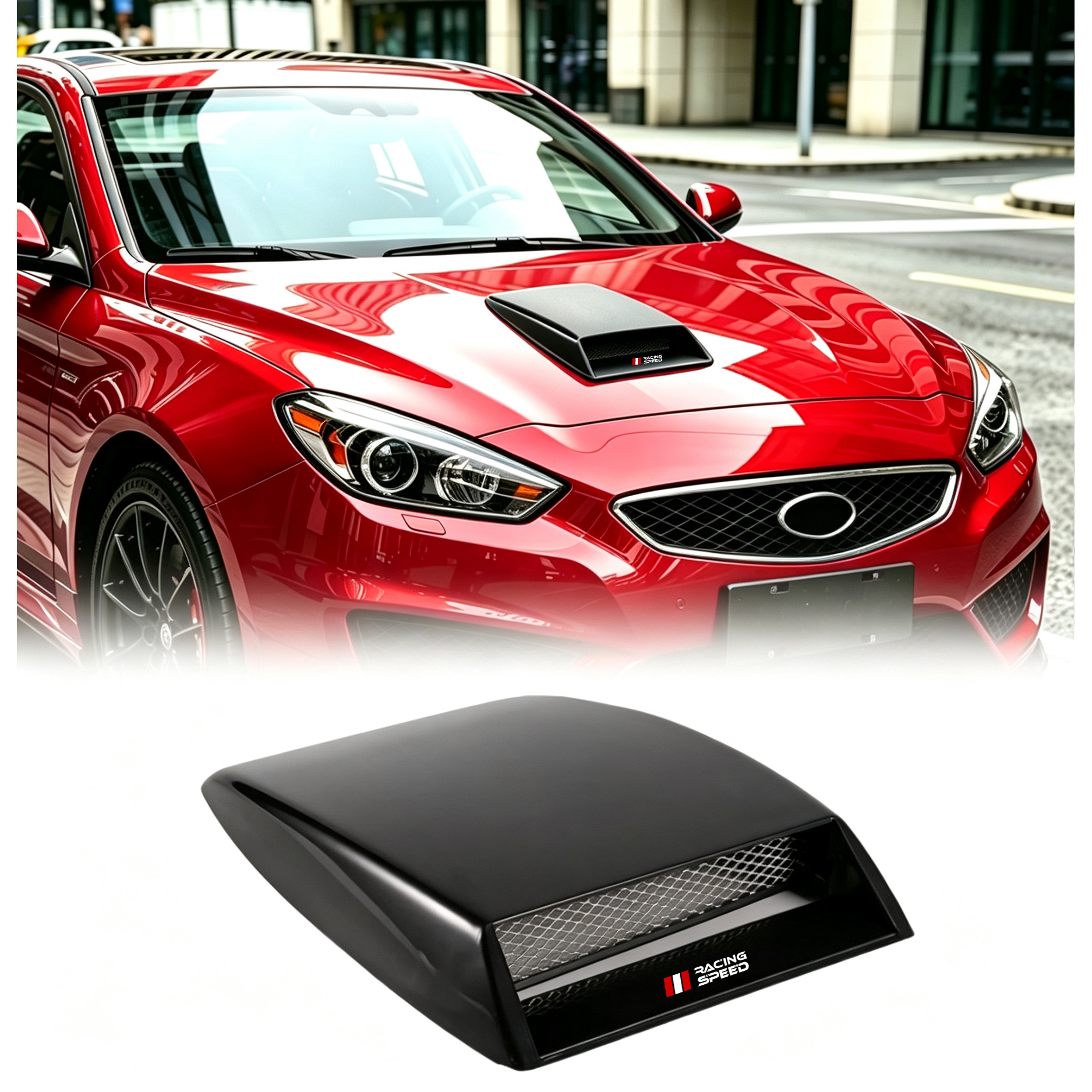 TEMU 1pc Hood Vent Cover Compatible For Car, Plastic Scratch-resistant Front Grille Decoration With Full Lettering Design, Direct-fit Hood Vents