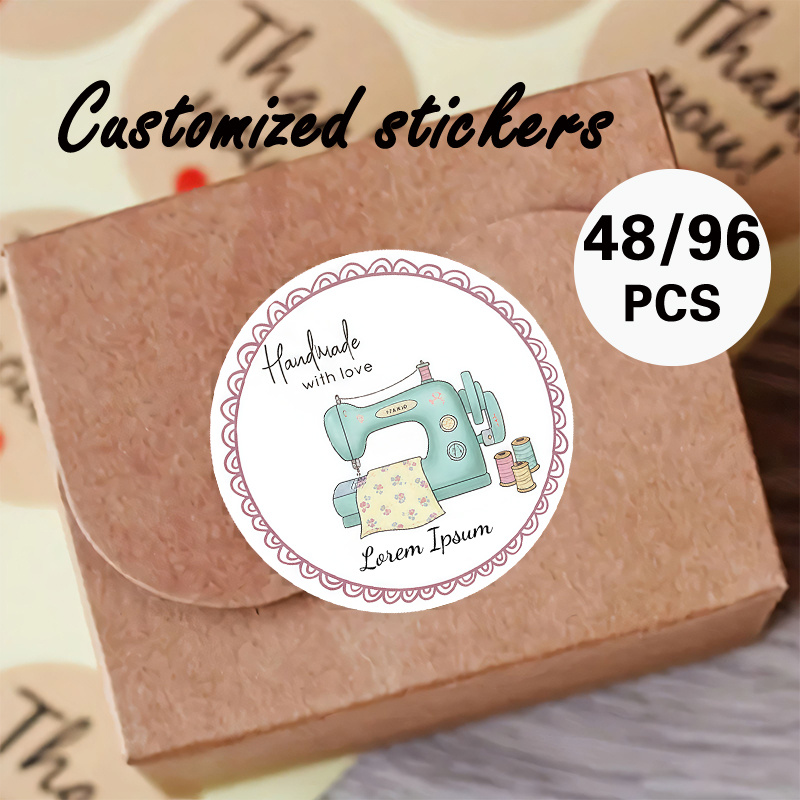 TEMU 48/96pcs Pegatinas Vintage para Costura Compatibles con //Texto - Diseño Retro de Máquina de Coser y Carrete con Hojas de Tela Floral Cosida -