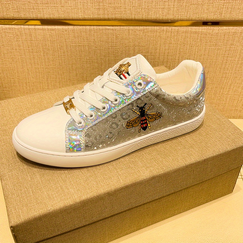 scarpe da skate alte da con glitter dorate con paillettes