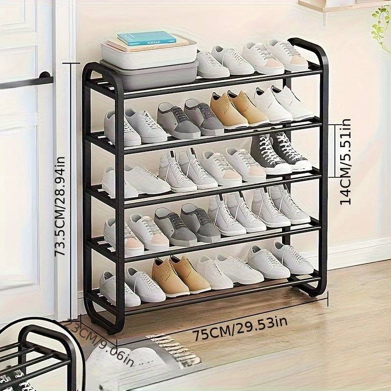 TEMU Space-saving Luxury 5/6-tier Metal Shoe Rack To 30 Pairs, Durable , No Wood Iron Craft, Ideal For Entryway & Dorm Installation, Compatible With