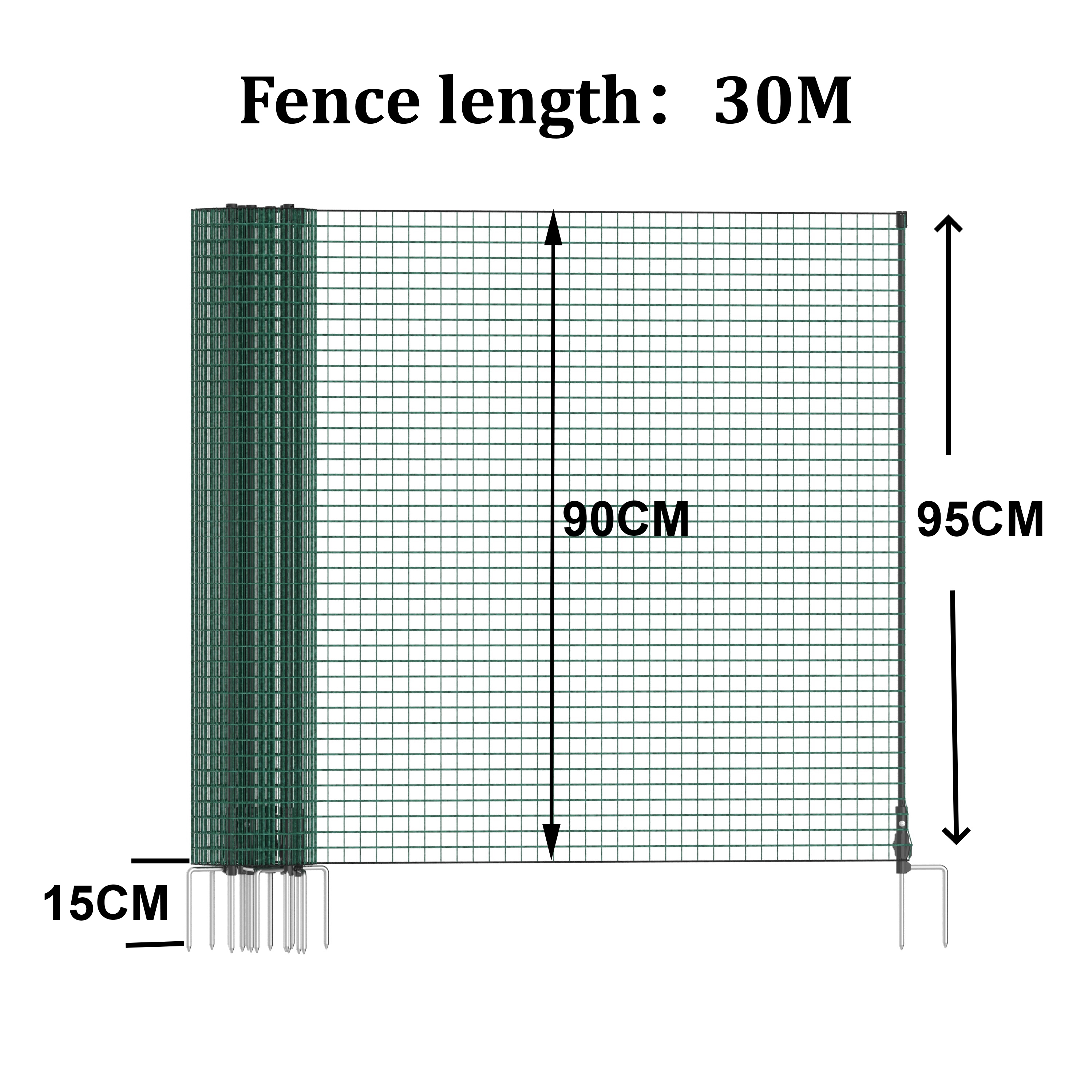 Image of – Equipped With U-shaped Ground Nails (15pcs), Fixed Rope (4pcs) – 15/20/25/30 Meters Long, Fence, Garden Fence, Extremely Stable Chicken Coop Fence
