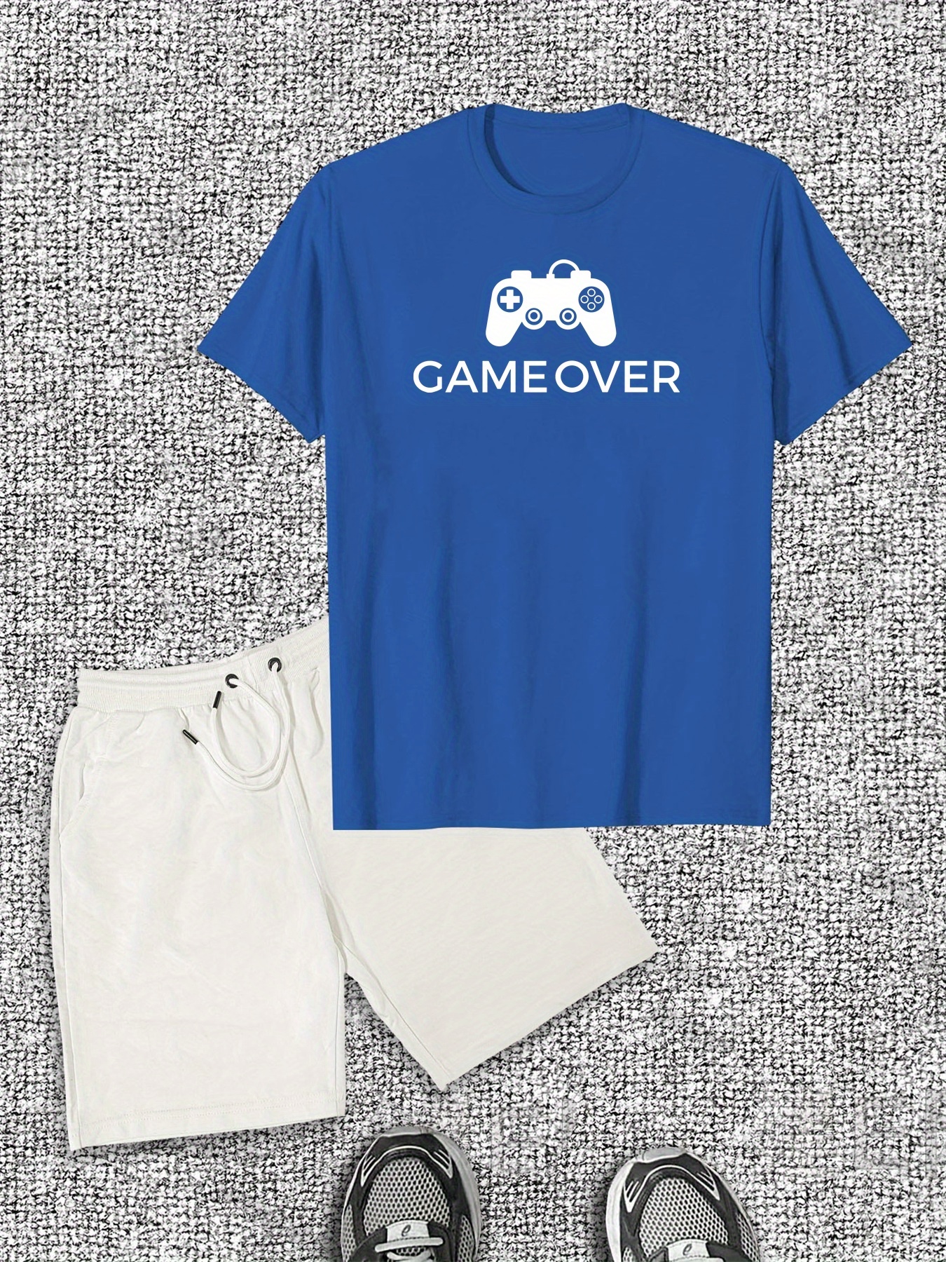 Men's Gaming Console Pattern Short Sleeve T-Shirt and Shorts Casual Set