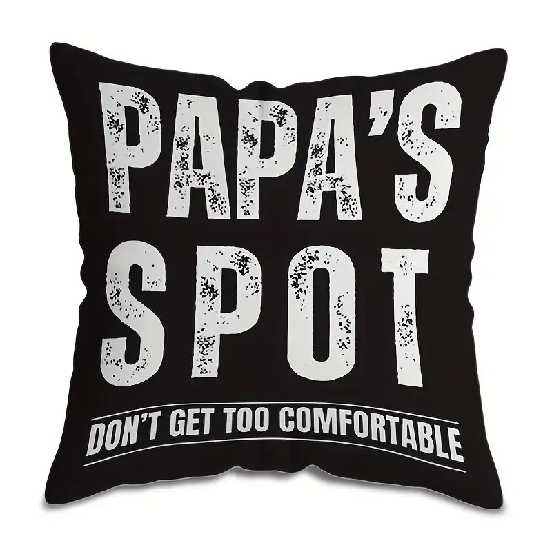 TEMU 1pc Funny Grandpa Pillowcase - "papa'" Vintage Dad Gift With Zipper Closure, Machine Washable Polyester Pillow Cover, Suitable For Home, Office,