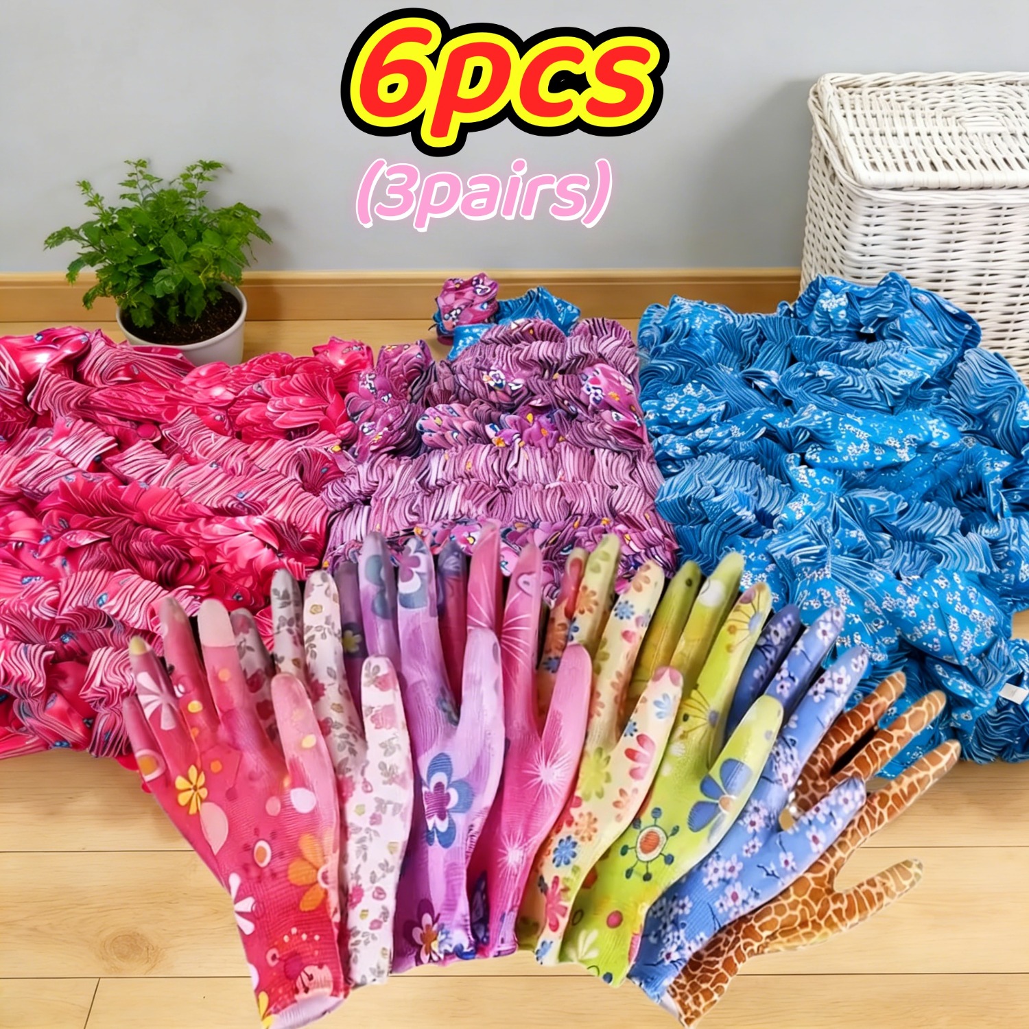 TEMU Guanti da donna 6/2 pezzi 3/1 , guanti in nylon traspiranti per , guanti multifunzionali stampati, taglia unica, colori multipli, colori spediti