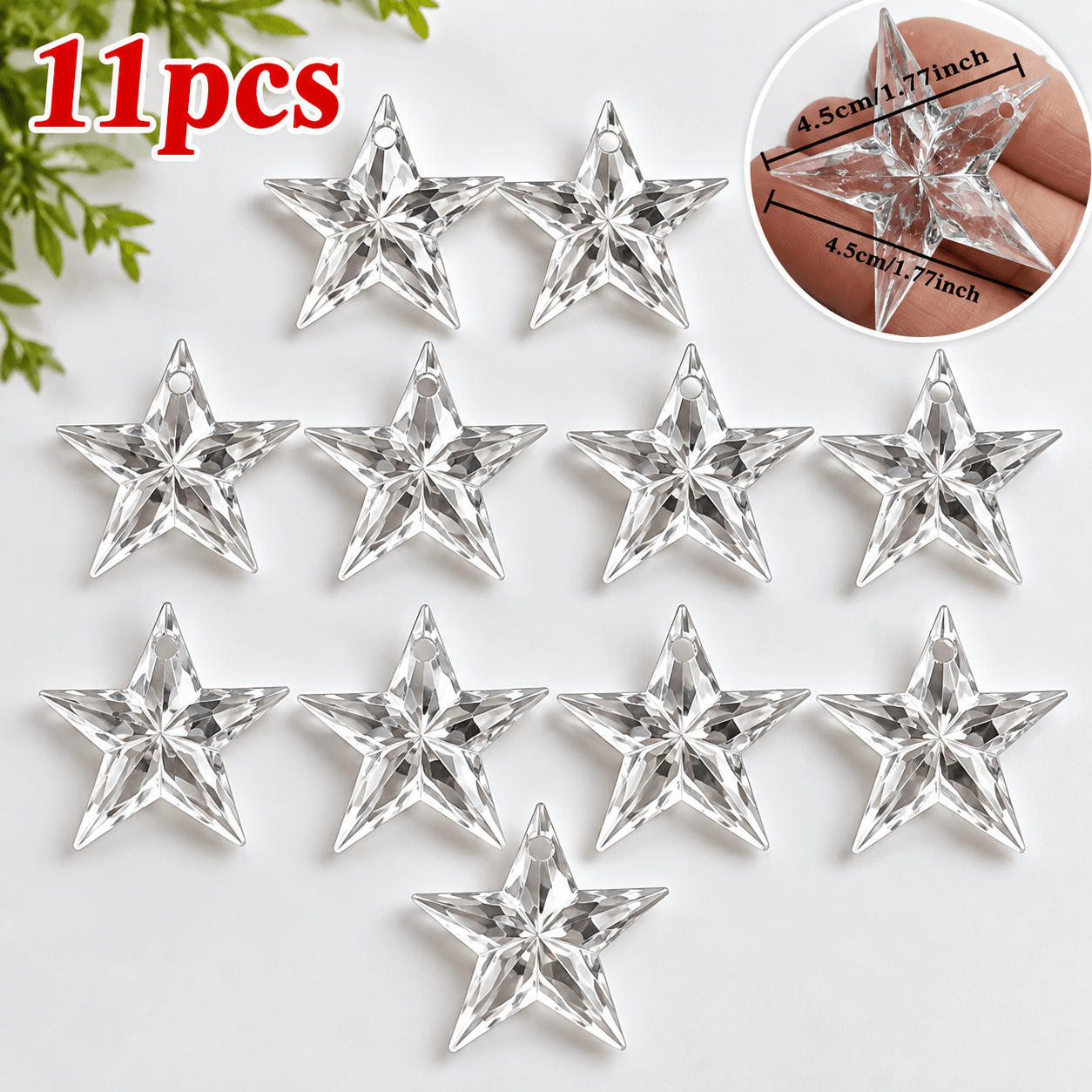 TEMU 11pcs Set Of Sunlight Capture Pendant, Transparent Star-shaped Prism Window, , Home Garden, Wedding, Christmas And Holiday Hanging Decoration
