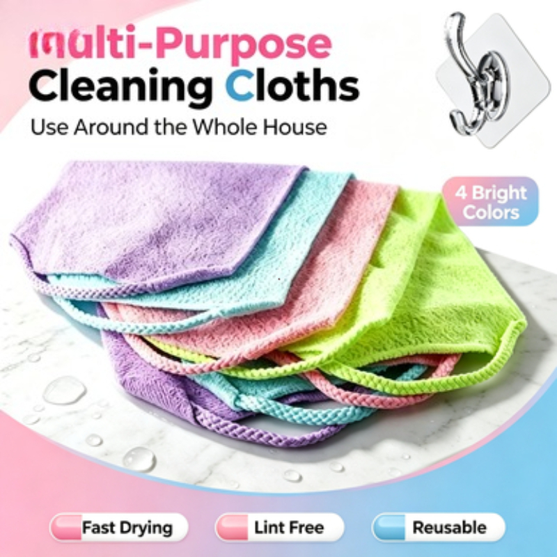 TEMU 2pcs (1pc Random Cloth And 1pc Hook) Men And Women Drawstring Design Exfoliating Body Scrubber, Exfoliation And Dead Skin Removal, Cleaning In