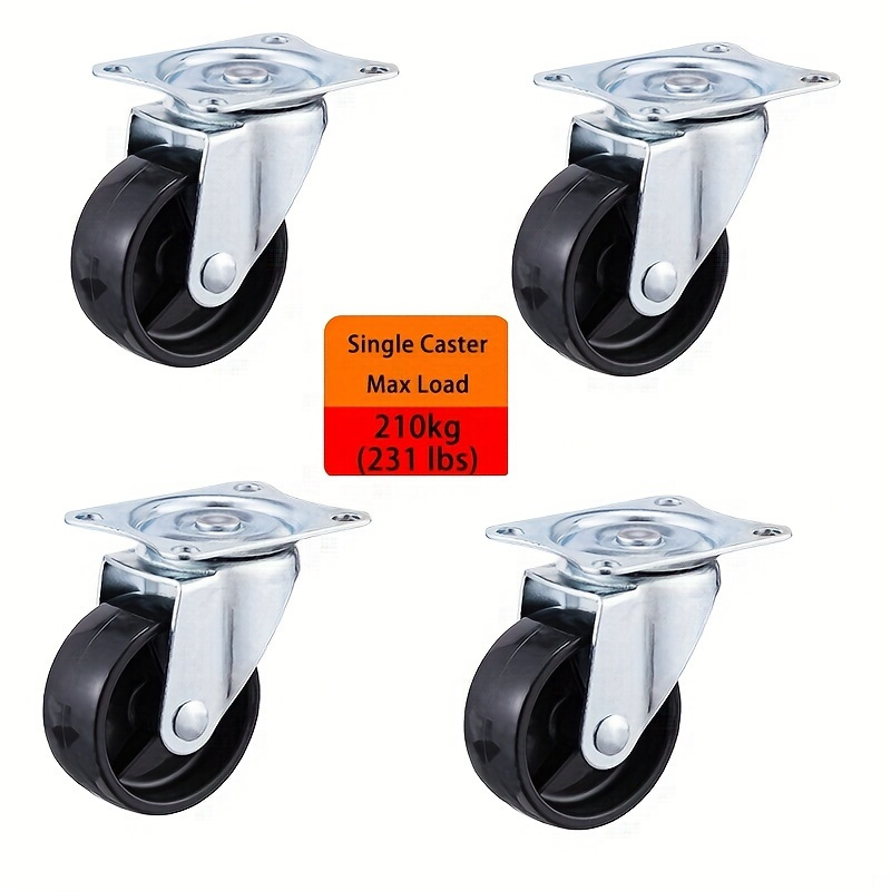 Temu – TEMU 4pcs 2″ Heavy Duty Swivel Caster Wheels With Brakes – Matte Metal , 23 Lbs Max , Ideal For Office Cabinets, Workbenches, Storage Bins & Sliding