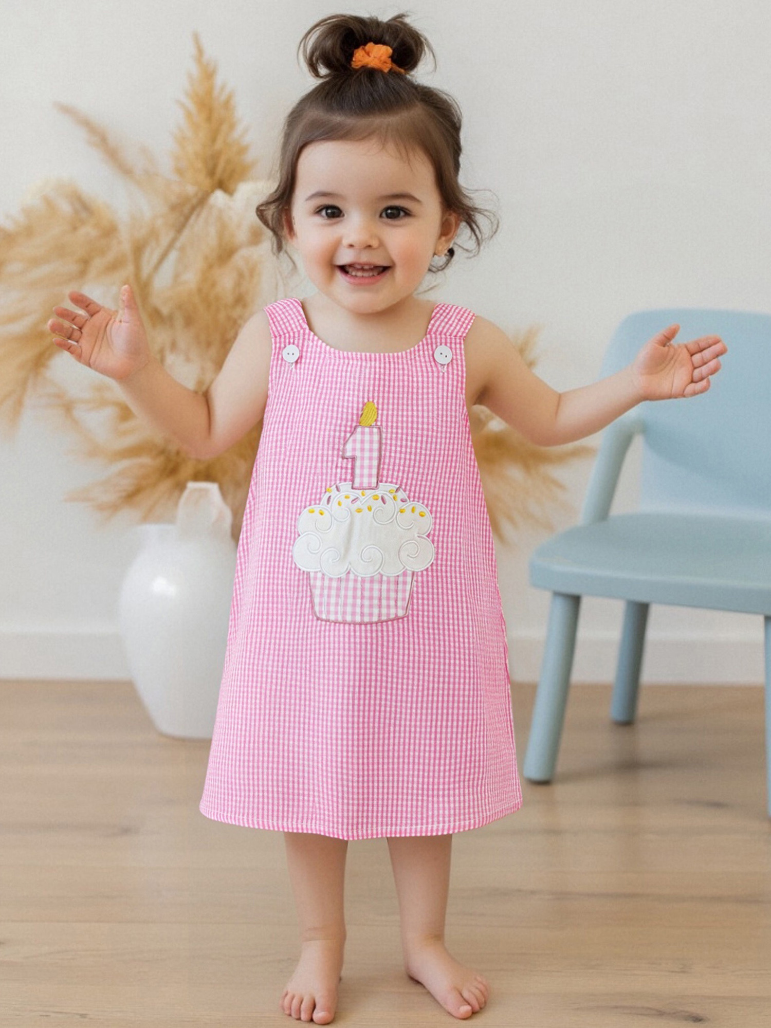cupcake first birthday dress baby girl' - sleeveless embroidery striped dress, loose -length tank dress suitable for baby girl birthday outfit, machine washable cute celebration wear - kids' fashion Girl Tutu Dress Starpless Lulus | Cream Multi Color:Custom color